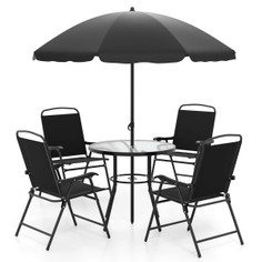 6-Piece Patio Dining Set with Umbrella and Rippled Glass Tabletop product
